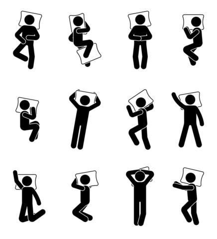 Stick figure man sleeping icon set